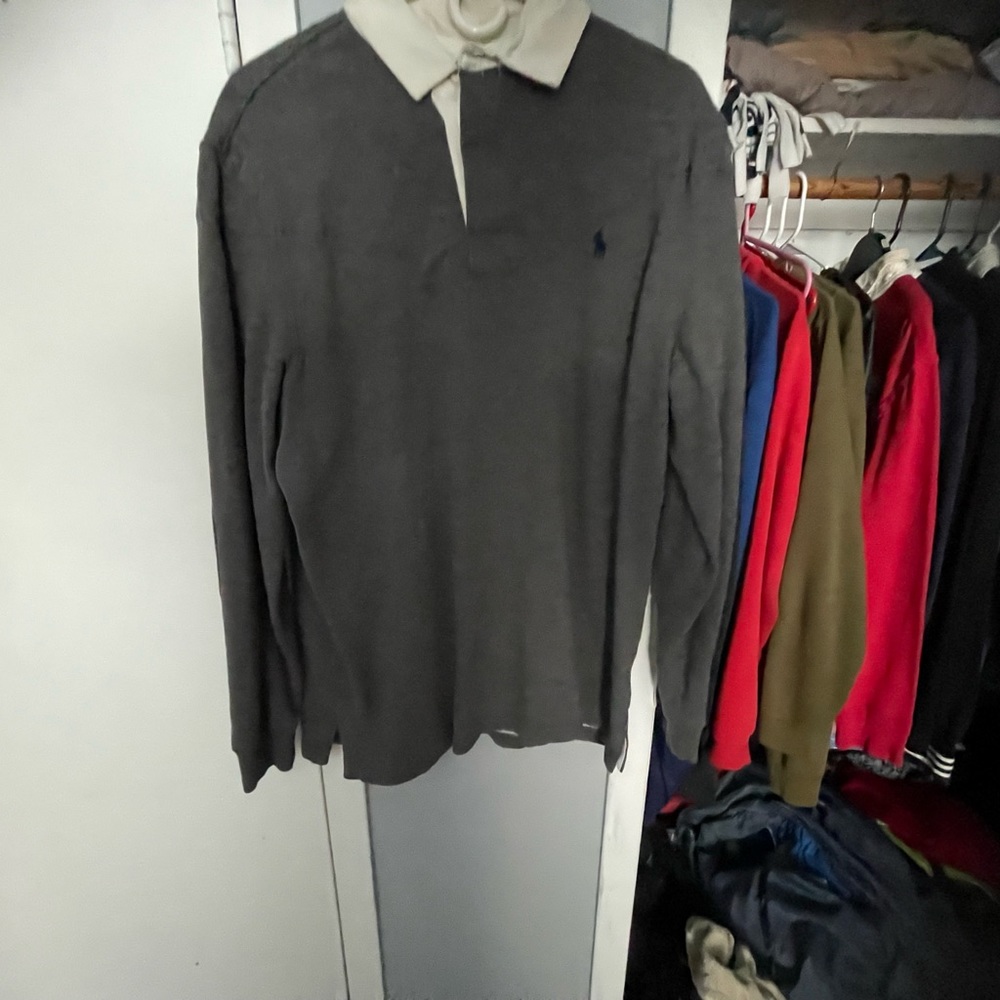Grey long sleeve polo